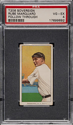1909-1911 T206 White Border Rube Marquard Follow-Through PSA VG-EX 4 - Sovereign 460 Back