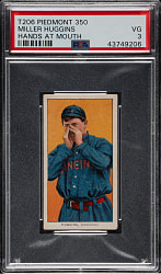 1909-1911 T206 White Border Miller Huggins Hands At Mouth PSA VG 3