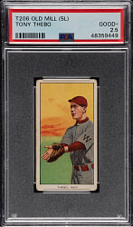 1909-1911 T206 White Border Tony Thebo Southern Leaguer PSA GOOD+ 2.5 - Old Mill Back