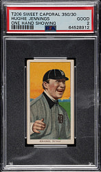 1909-1911 T206 White Border Hughie Jennings One Hand Showing PSA GOOD 2