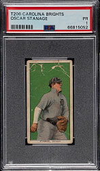 1909-1911 T206 White Border Oscar Stanage PSA POOR 1 - Carolina Brights Back
