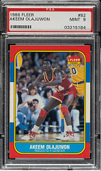 1986-1987 Fleer Basketball #82 Akeem Olajuwon Rookie PSA MINT 9