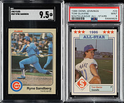 1983 and 1986 Fleer and Don Jennings PSA- and SGC-Graded Pair: Ryne Sandberg and Tom Glavine Rookies