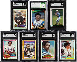 1976 to 1998 Topps and Bowman Football Hall of Fame SGC- and CSG-Graded Collection (7) Including Peyton Manning Rookie