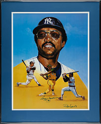 1984 Reggie Jackson Signed Ron Lewis Print - JSA