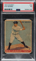 1933 R319 Goudey #92 Lou Gehrig PSA POOR 1