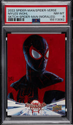 2022 Upper Deck Spider-Man Into the Spider-Verse Sketch Cards Myles Wohl (Morales) #1/1 PSA NM-MT 8