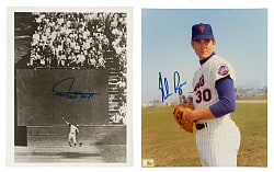 Nolan Ryan and Willie Mays Signed Photograph Pair - JSA