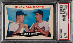 1960 Topps #160 Rival All Stars with Mickey Mantle and Ken Boyer PSA NM 7