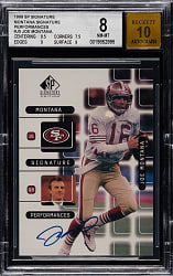 1999 SP Signature Montana Signature Performances #J5A Joe Montana BGS NM-MT 8 with GEM MINT 10 Signature