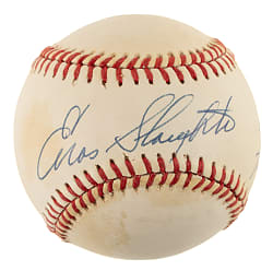 Enos Slaughter Single-Signed Baseball with "H.O.F. 7-28-85" Inscription - JSA