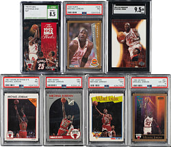1990 to 2003 Skybox, Hoops, Fleer, and Upper Deck Basketball Michael Jordan PSA- and SGC-Graded Collection (7)