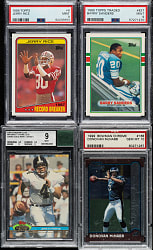 1988 to 2021 Topps, Panini, Upper Deck Football Hall of Fame and Stars PSA- and BGS-Graded Collection (15) Including Brett Favre, Barry Sanders, and Jerry Rice