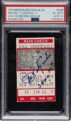 July 24, 1979 Boston Red Sox (vs. Oakland Athletics) Ticket Stub Signed by Carl Yastrzemski PSA/DNA EX-MT 6 with GEM MINT 10 Signature - Carl Yastrzemski 400th Home Run