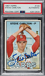 Signed 1967 Topps #146 Steve Carlton - PSA/DNA