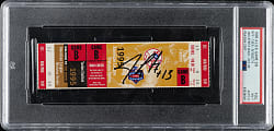 October 4, 1995 New York Yankees (vs. Seattle Mariners) Full Ticket Signed by Jim Leyritz PSA NM 7 with MINT 9 Signature - Jim Leyritz Walk-Off Home Run
