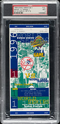 1996 New York Yankees (vs. Atlanta Braves) World Series Game 1 Full Ticket PSA MINT 9 - John Smoltz vs. Andy Pettitte
