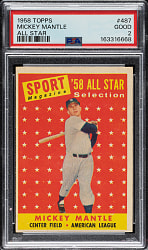 1958 Topps #487 Mickey Mantle All-Star PSA GOOD 2