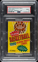 1990-1991 Fleer Basketball Unopened Wax Pack PSA MINT 9 - Michael Jordan on Top