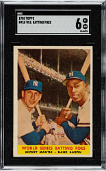 1958 Topps #418 World Series Batting Foes with Mickey Mantle and Hank Aaron SGC EX/NM 6