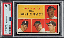 1961 Topps #44 AL Home Run Leaders with Mickey Mantle and Roger Maris PSA EX-MT 6