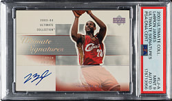 2003-2004 Ultimate Collection Ultimate Signatures #LJ-A LeBron James Rookie PSA MINT 9 with GEM MINT 10 Signature