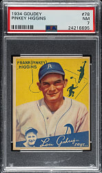 1934 R320 Goudey #78 Pinkey Higgins PSA NM 7