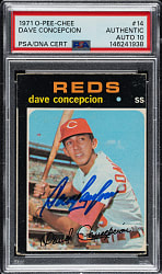 Signed 1971 O-Pee-Chee #14 Dave Concepcion Rookie PSA/DNA GEM MINT 10
