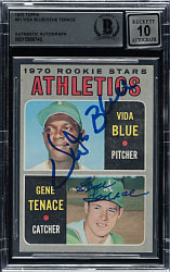 Signed 1970 Topps #21 Vida Blue/Gene Tenace Beckett GEM MINT 10