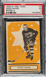 1933-1934 O-Pee-Chee Hockey A-3 Eddie Shore PSA VG 3 - Orange Background