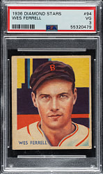 1934-1936 R327 Diamond Stars #94 Wes Ferrell PSA VG 3