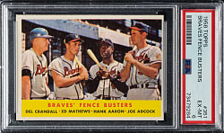 1958 Topps #351 Fence Busters with Hank Aaron and Ed Mathews PSA EX-MT 6