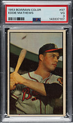 1953 Bowman Color #97 Eddie Mathews PSA VG 3