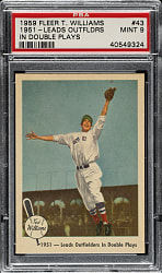 1959 Fleer Ted Williams #43 "1951 - Leads Outfielders in Double Plays" PSA MINT 9