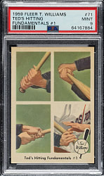 1959 Fleer Ted Williams #71 Ted's Hitting Fundamentals #1 PSA MINT 9