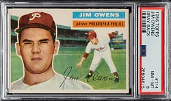 1956 Topps #114 Jim Owens Gray Back PSA NM-MT 8