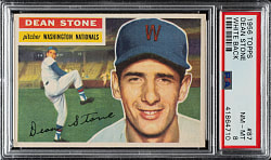 1956 Topps #87 Dean Stone White Back PSA NM-MT 8