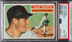1956 Topps #129 Jake Martin Gray Back PSA NM-MT 8