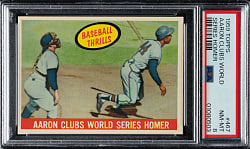 1959 Topps #467 Hank Aaron Clubs World Series Homer PSA NM-MT 8