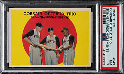 1959 Topps #543 Corsair Outfield Trio with Roberto Clemente PSA NM 7