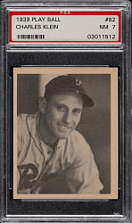 1939 R334 Play Ball #82 Charles Klein PSA NM 7
