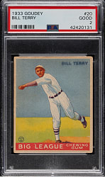 1933 R319 Goudey #20 Bill Terry PSA GOOD 2