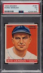 1933 R319 Goudey #187 Heinie Manush PSA VG 3