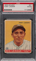 1933 R319 Goudey #31 Tony Lazzeri PSA GOOD 2