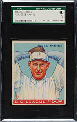 1933 R319 Goudey #73 Jesse Haines SGC VG 40