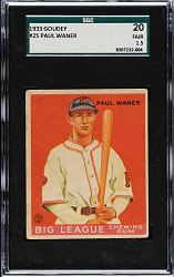 1933 R319 Goudey #25 Paul Waner SGC FAIR 20