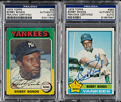 Signed 1975 Topps #55 and 1976 Topps #380 Bobby Bonds Pair - PSA/DNA