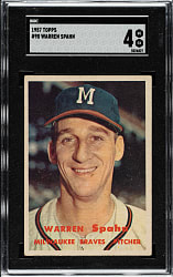 1957 Topps #90 Warren Spahn SGC VG/EX 4
