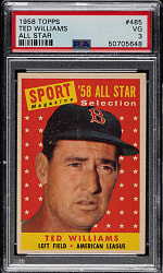 1958 Topps #485 Ted Williams All-Star PSA VG 3
