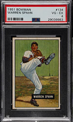 1951 Bowman #134 Warren Spahn PSA VG-EX 4